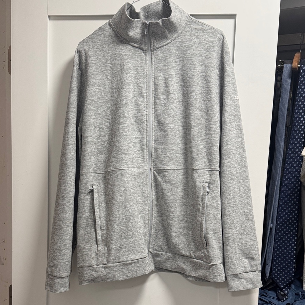 ALO Men's Gray Full-Zip Sweater